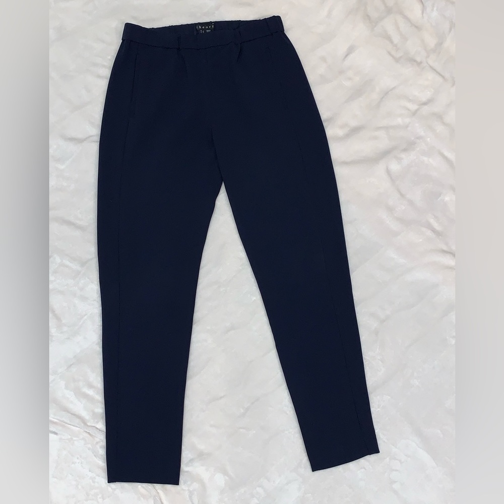 Theory, Famous THORENE, ADM Crêpe Trousers Navy Blue Petite Small